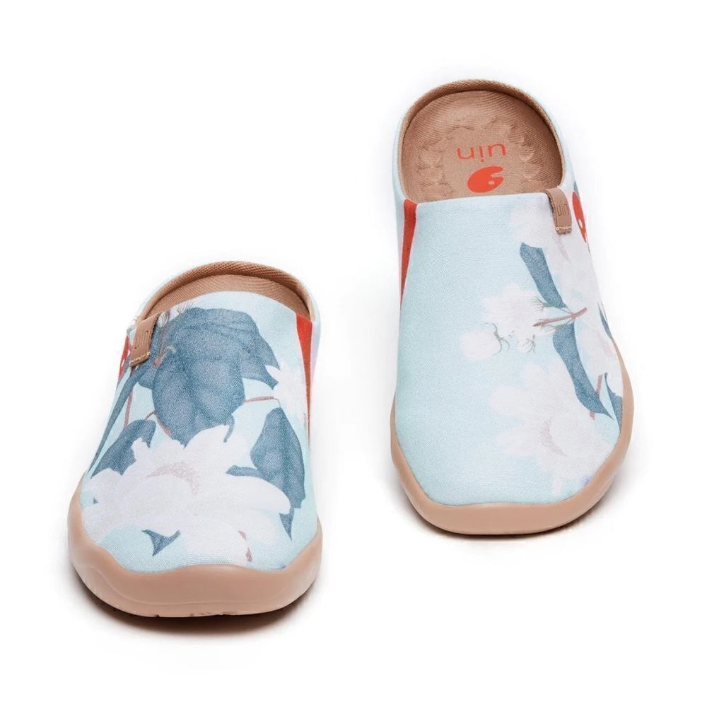 UIN Women's Mules Comfort Shoes Casual Slip Ons (Minty Peony Slipper) - Picture 2 of 8